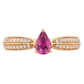 14K Yellow Gold Pear Shape Pink Sapphire & Diamond Peekabo Ring